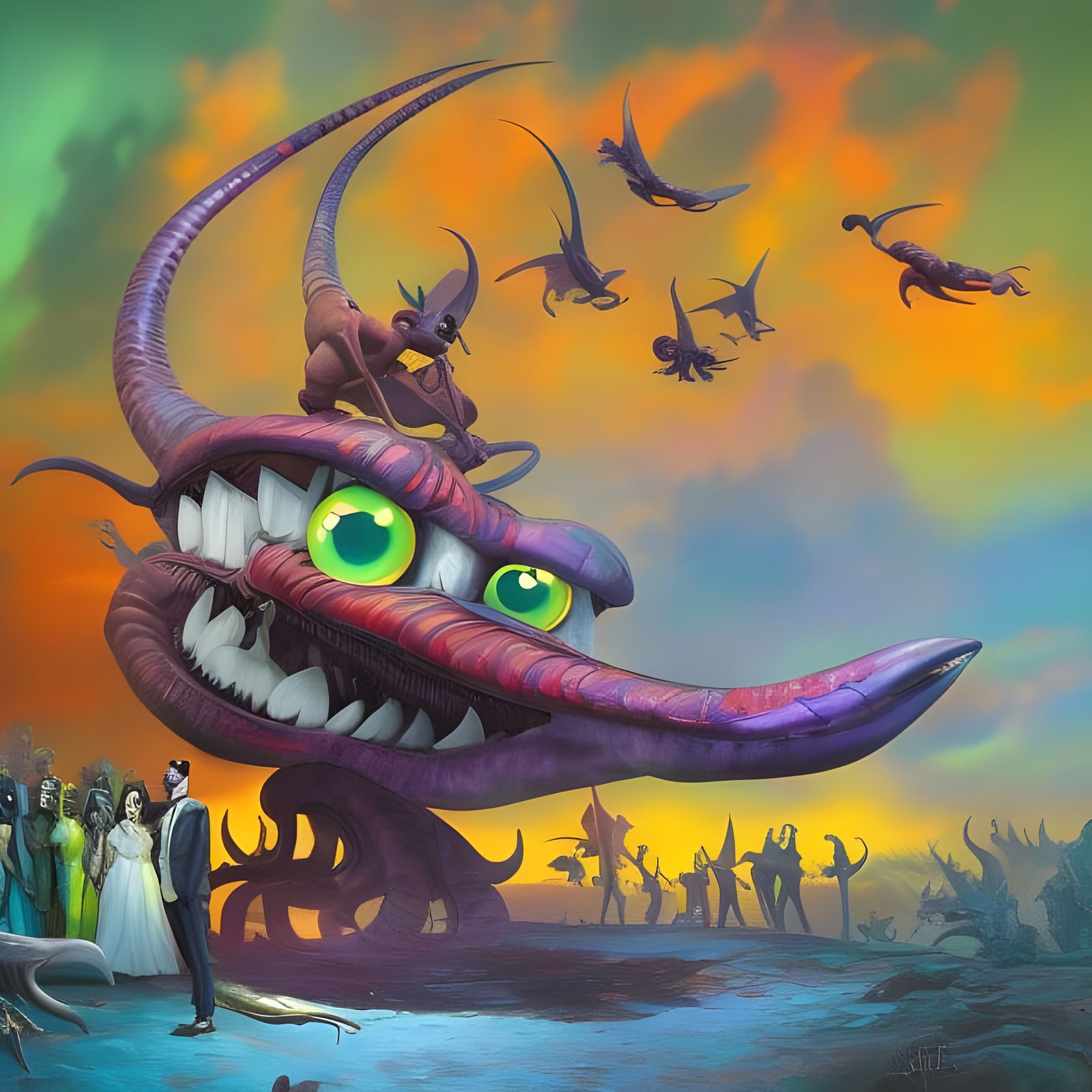 Cartoon Characters' Surreal Party: Matte Painting