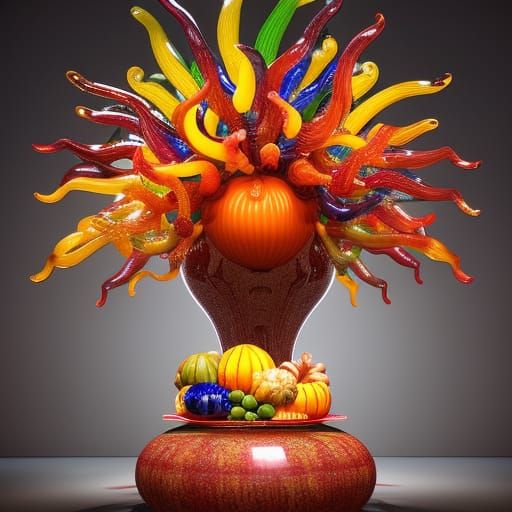 Thanksgiving Cornucopias in Chihuly Glass Style