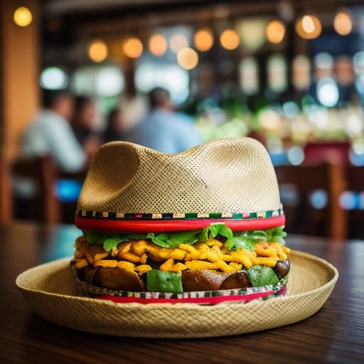 Mexican Specialty Served in Sombrero, Restaurant Setting