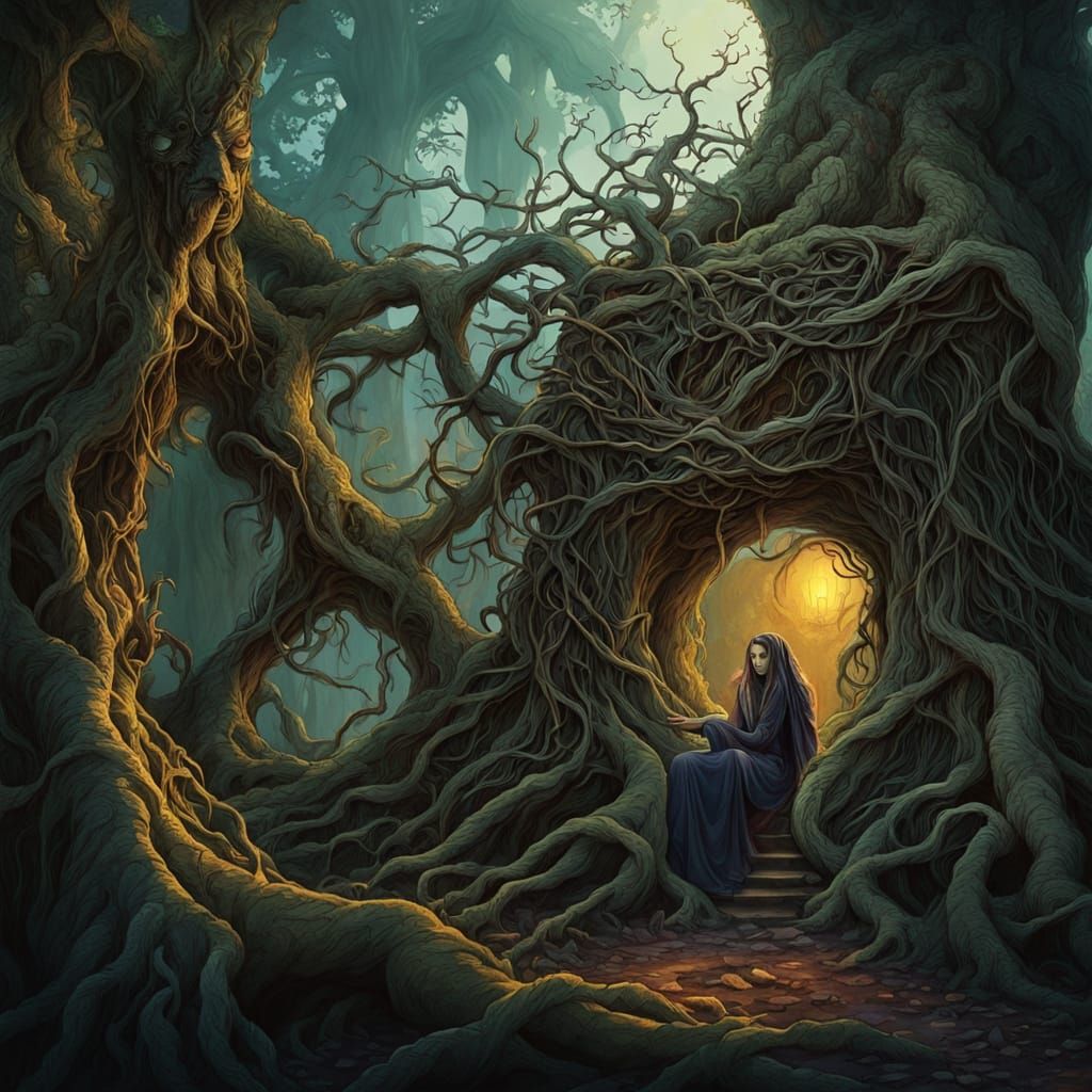 Root Fairy Guardian in Dark Fantasy Art Style