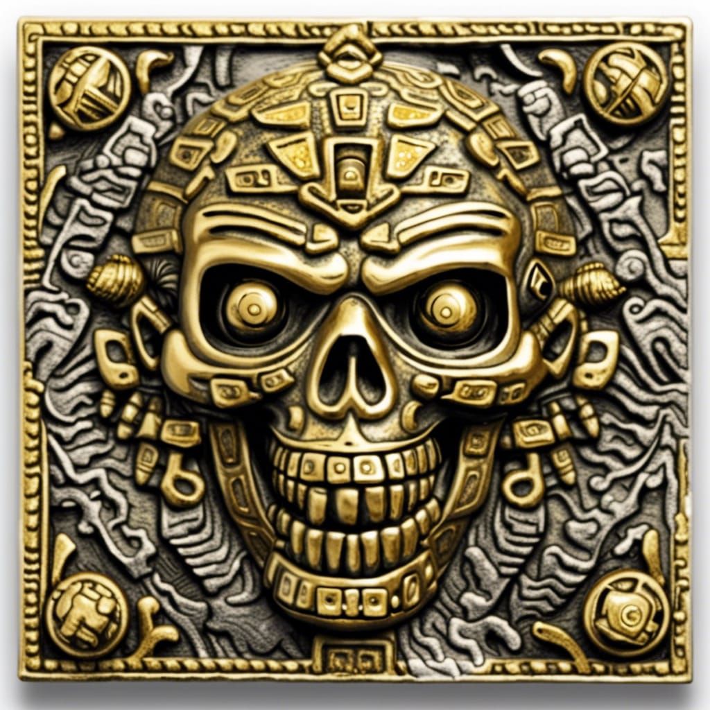Ancient Aztec Zombie in Gold and Silver