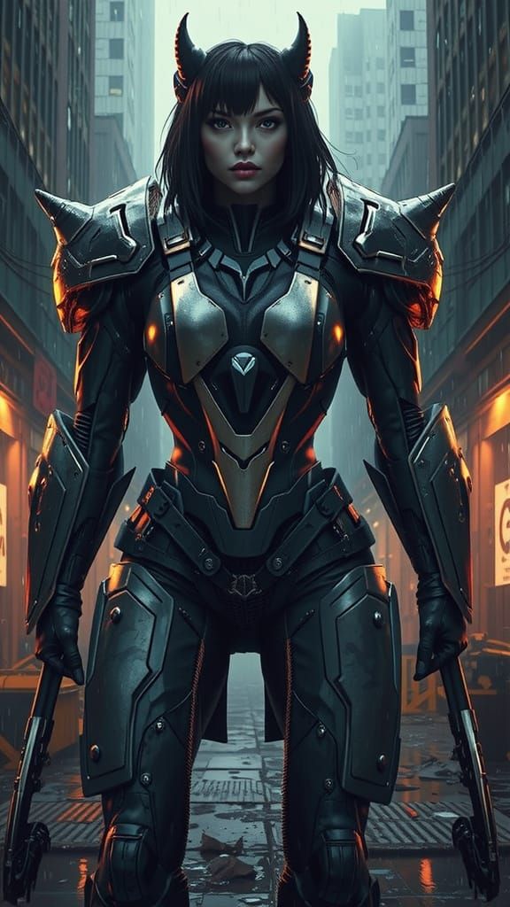 Raven Anthro in Dieselpunk City, Sci-Fi Art