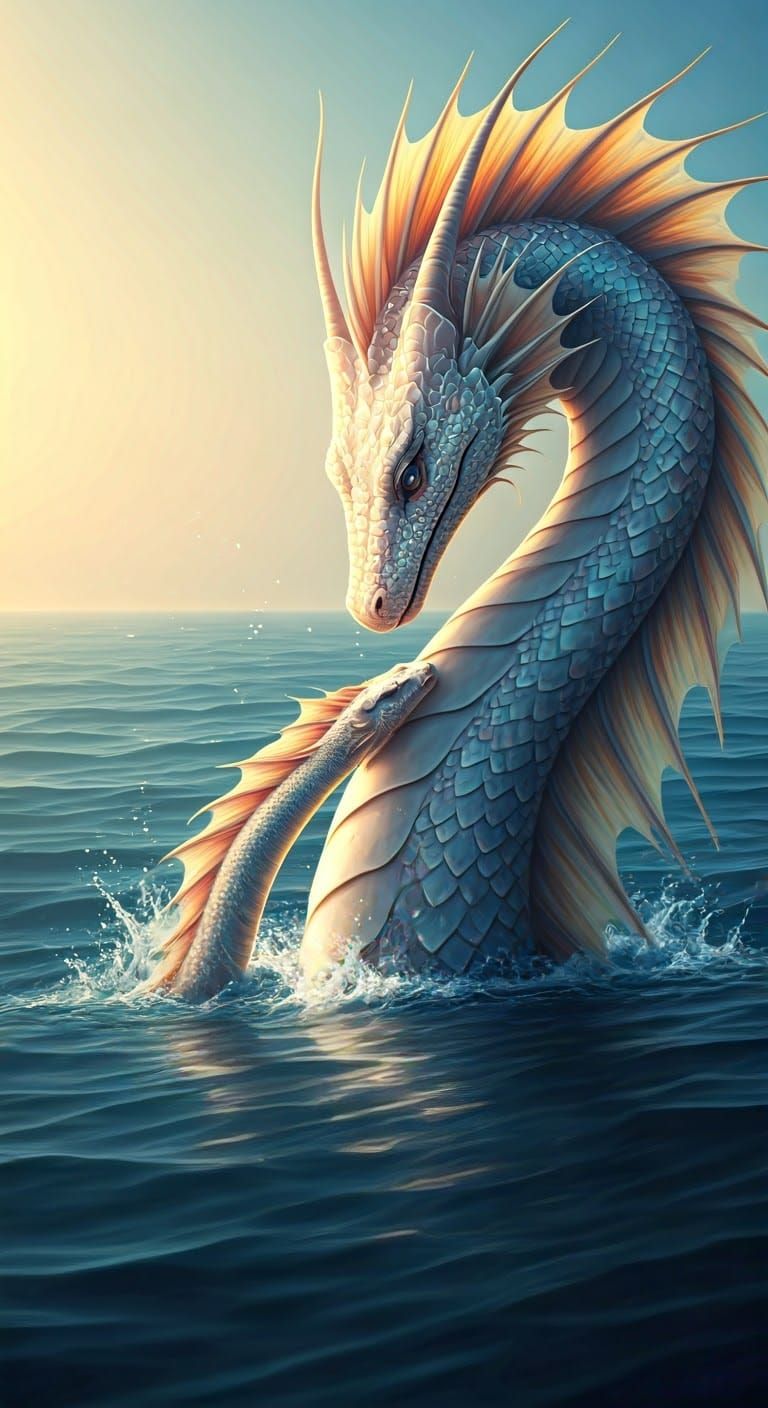 Iridescent Sea Serpents in Morning Light