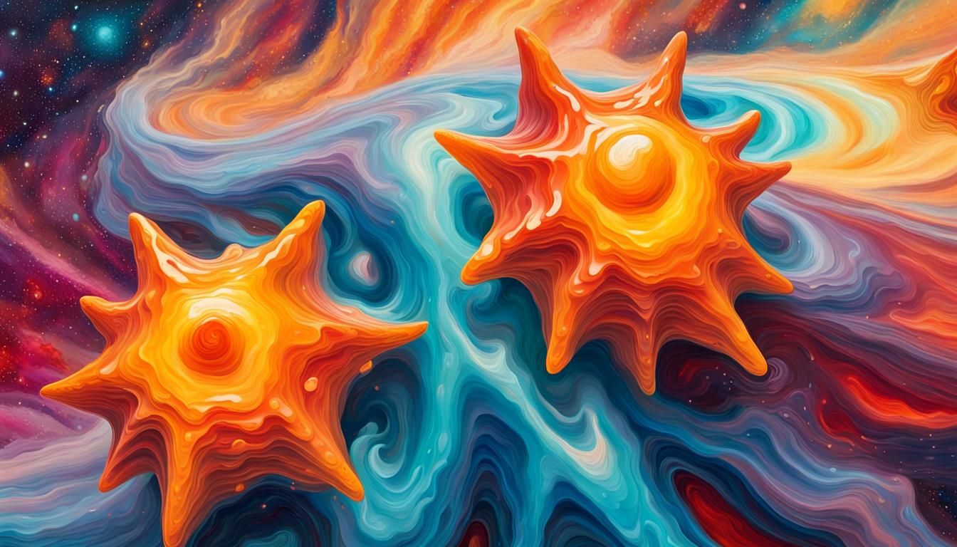 Vivid Celestial Stars in Impasto Oil Paint Style