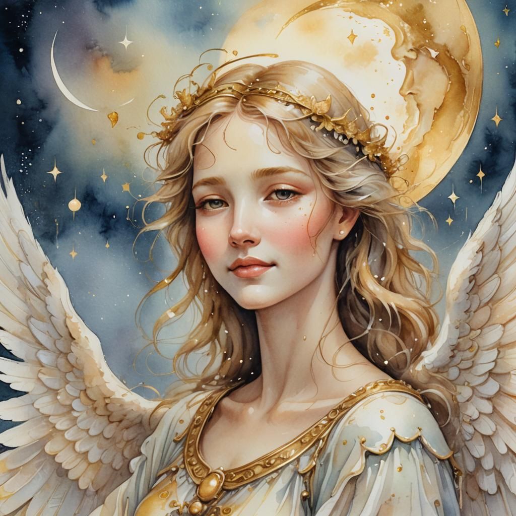 Golden Tears: A Whimsical Surrealist Angel