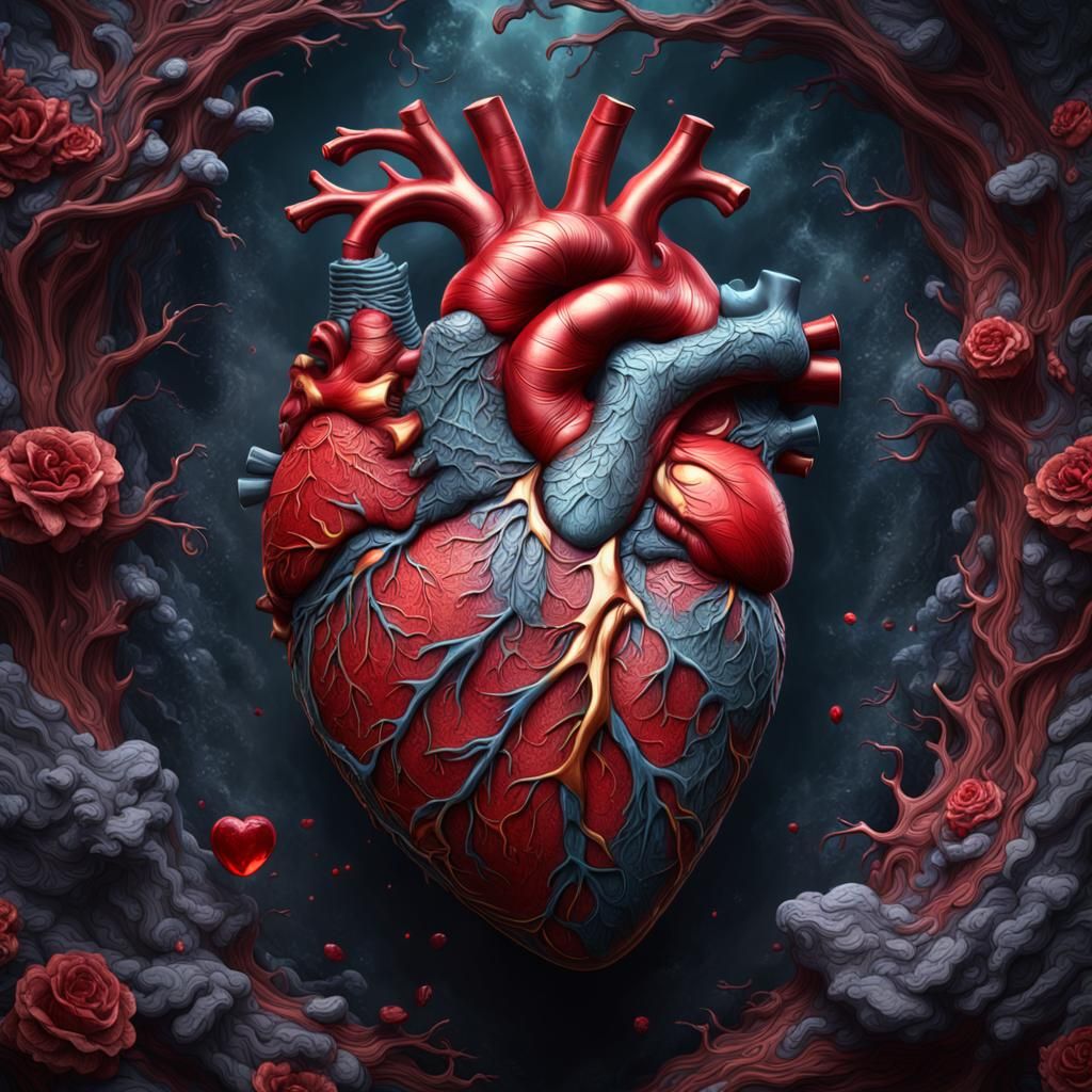 Detailed Human Heart Fantasy Concept Art
