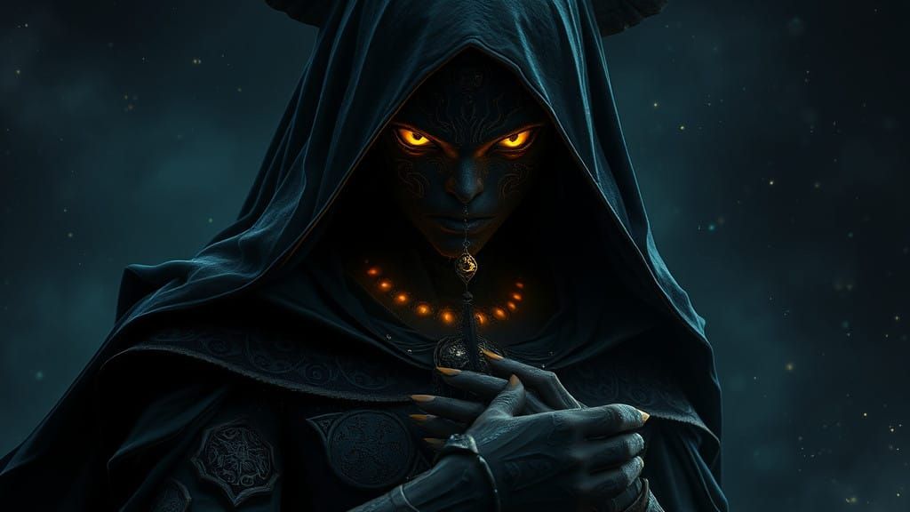 Ethereal Shadow Being Unveils Life's Fabric in Mystic Attire