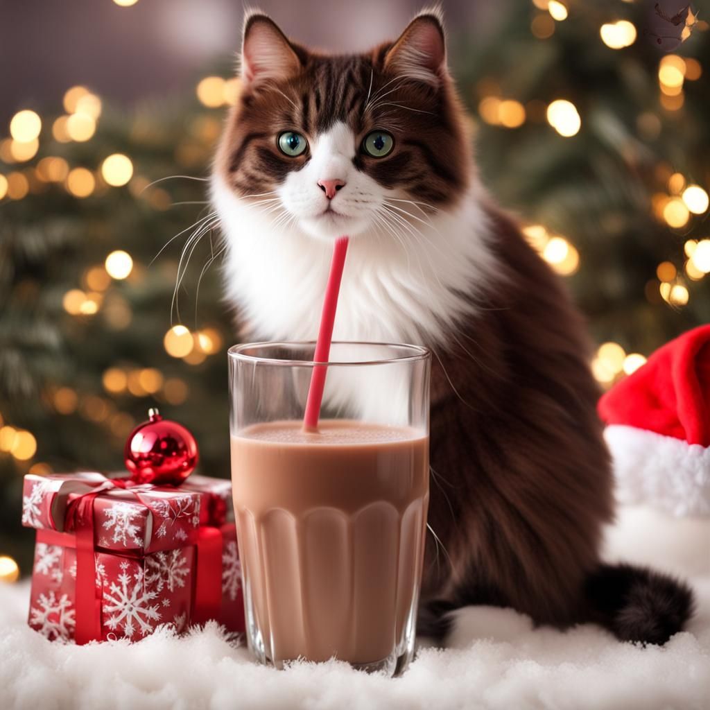 Festive Chocolate Milk Cat for Christmas