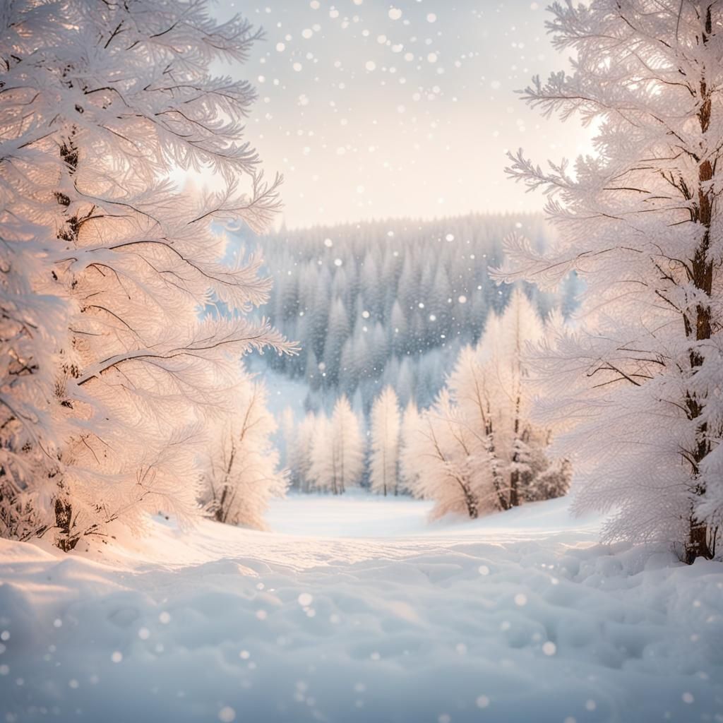 Serene Winter Landscape with Gentle Snowfall