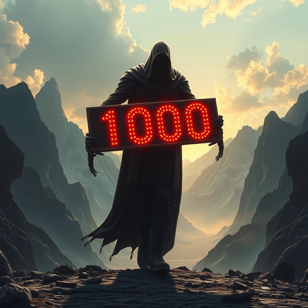 Colossal Shadow Giant Amidst Majestic Mountains