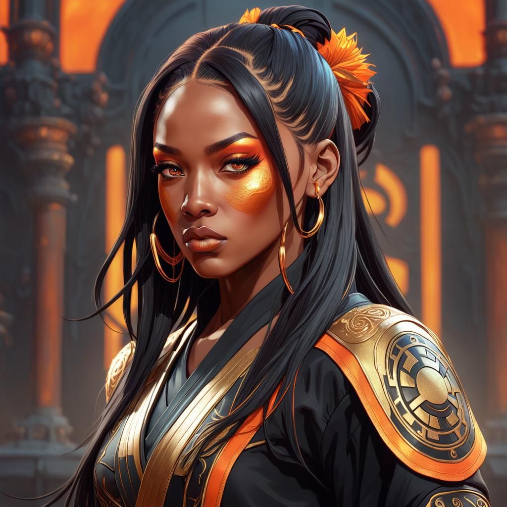 Teenage Martial Artist Portrait in Art Nouveau Style