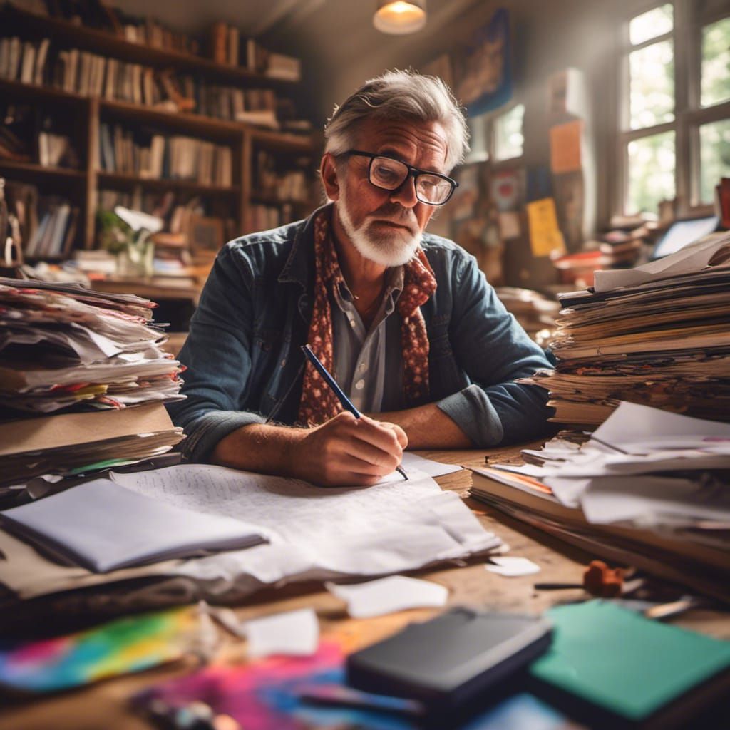 Teacher's Desk After a Long Day: Hyperrealistic Photo