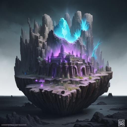 Eldritch Creatures Emerging from Aztec Temple, Digital Art