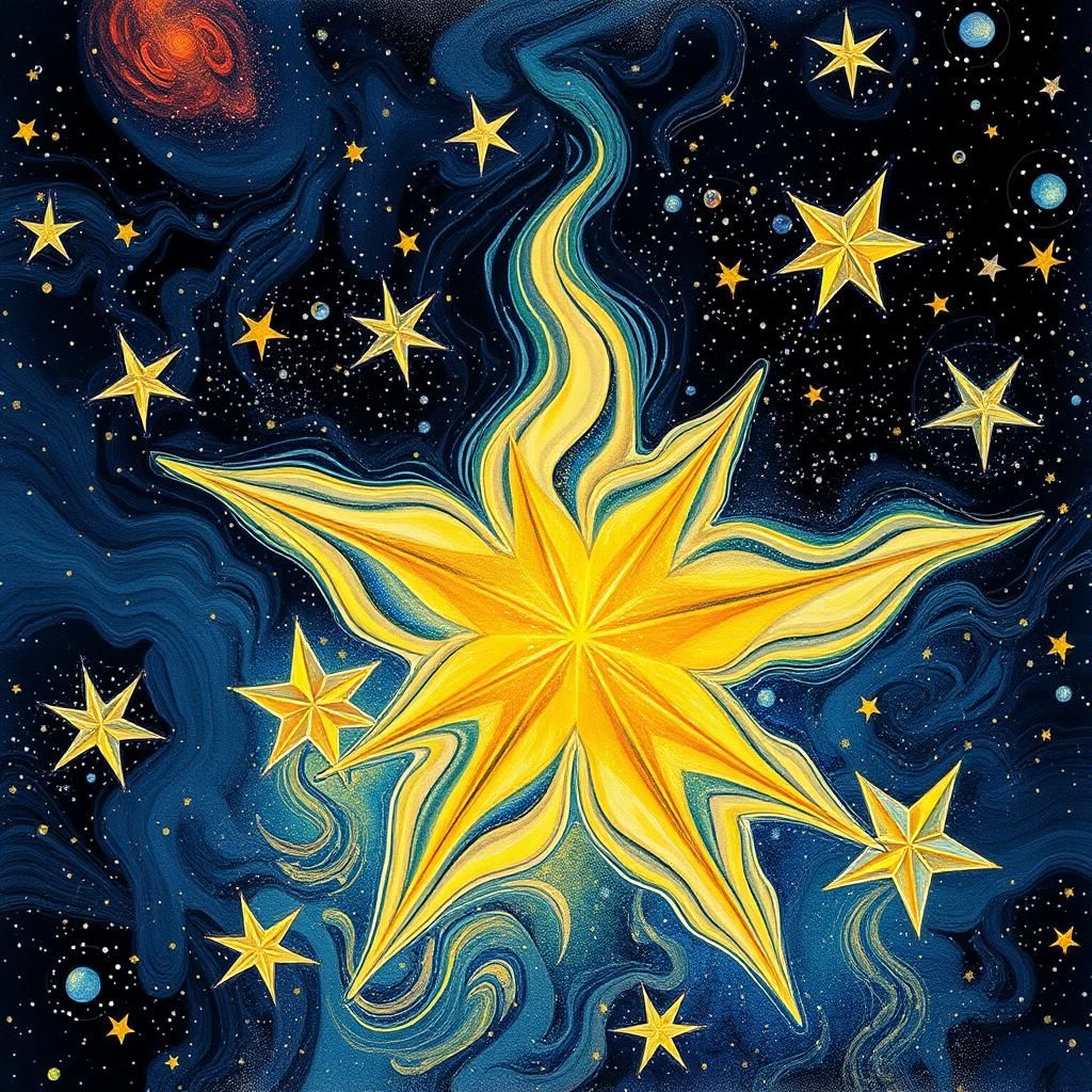 Alcohol Ink Star Field in Surreal Style