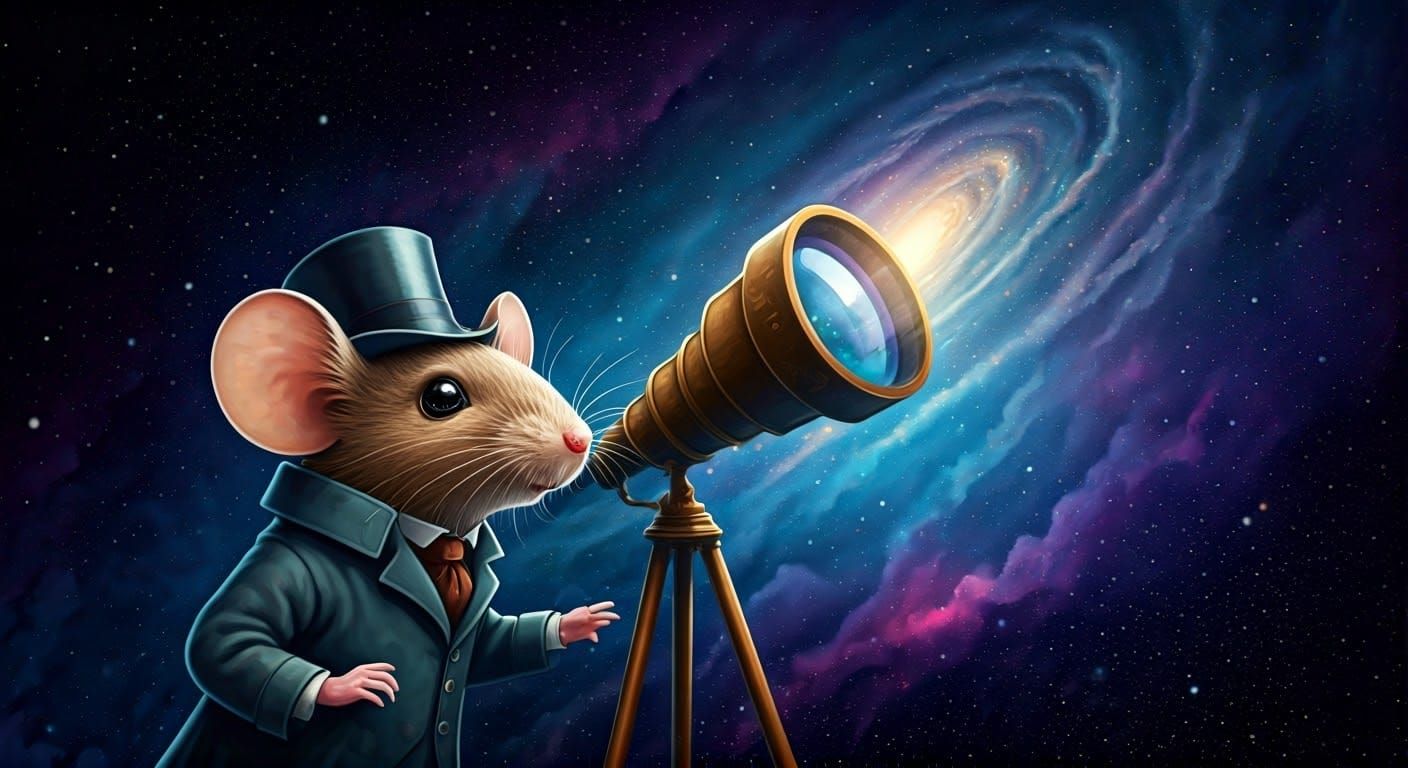Victorian Mouse Astronomer Contemplates the Cosmos