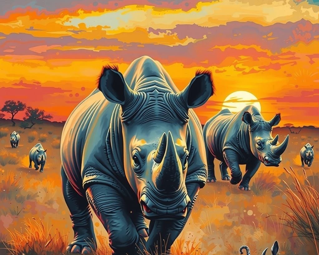Rhinoceros in Full-Colour Impasto Style