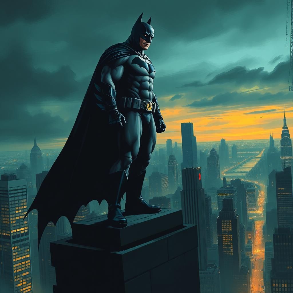 Batman Over Gotham: A Comic Book Style Rendering
