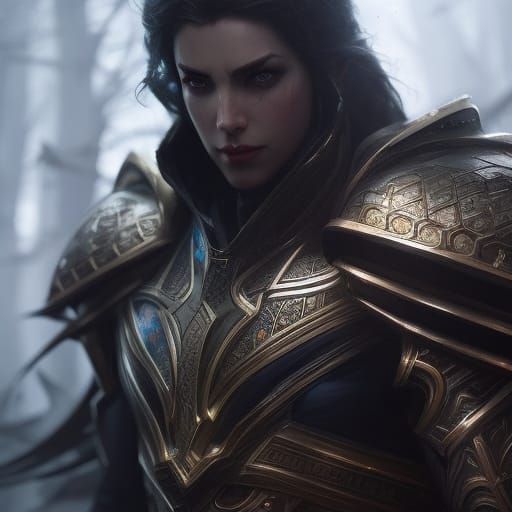 Frost Giant Knight in Dragon Armor: Digital Art