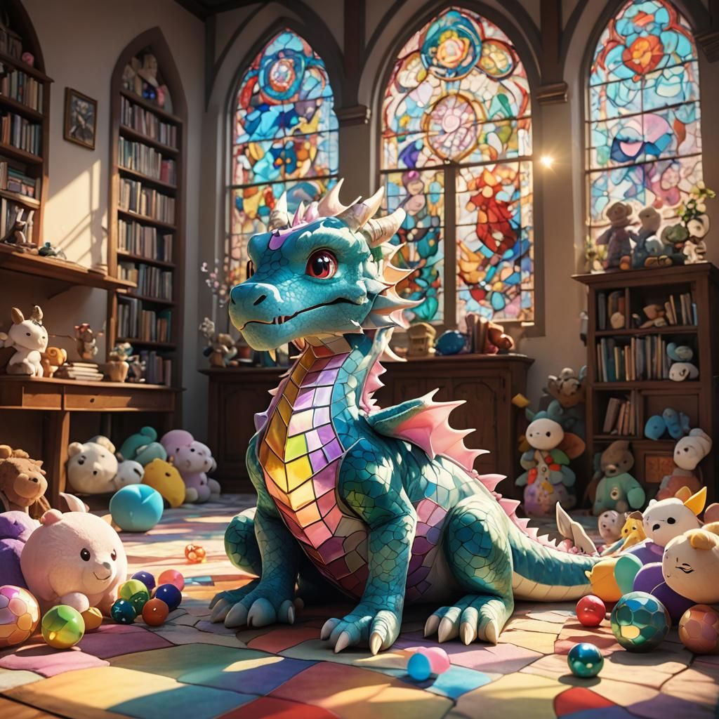 Cozy Dragon's Den: 3D Anime Art in Pastel Colors