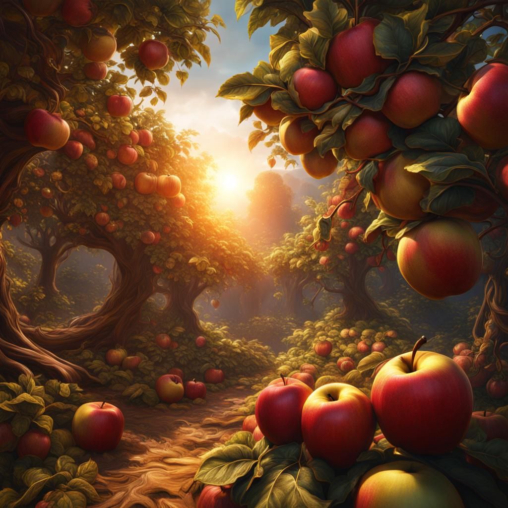 Sun Inside Apple: Detailed Matte Painting