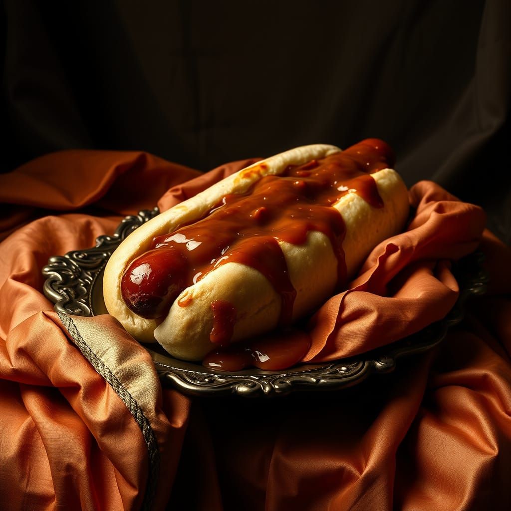 Hotdog Still Life in Baroque Style