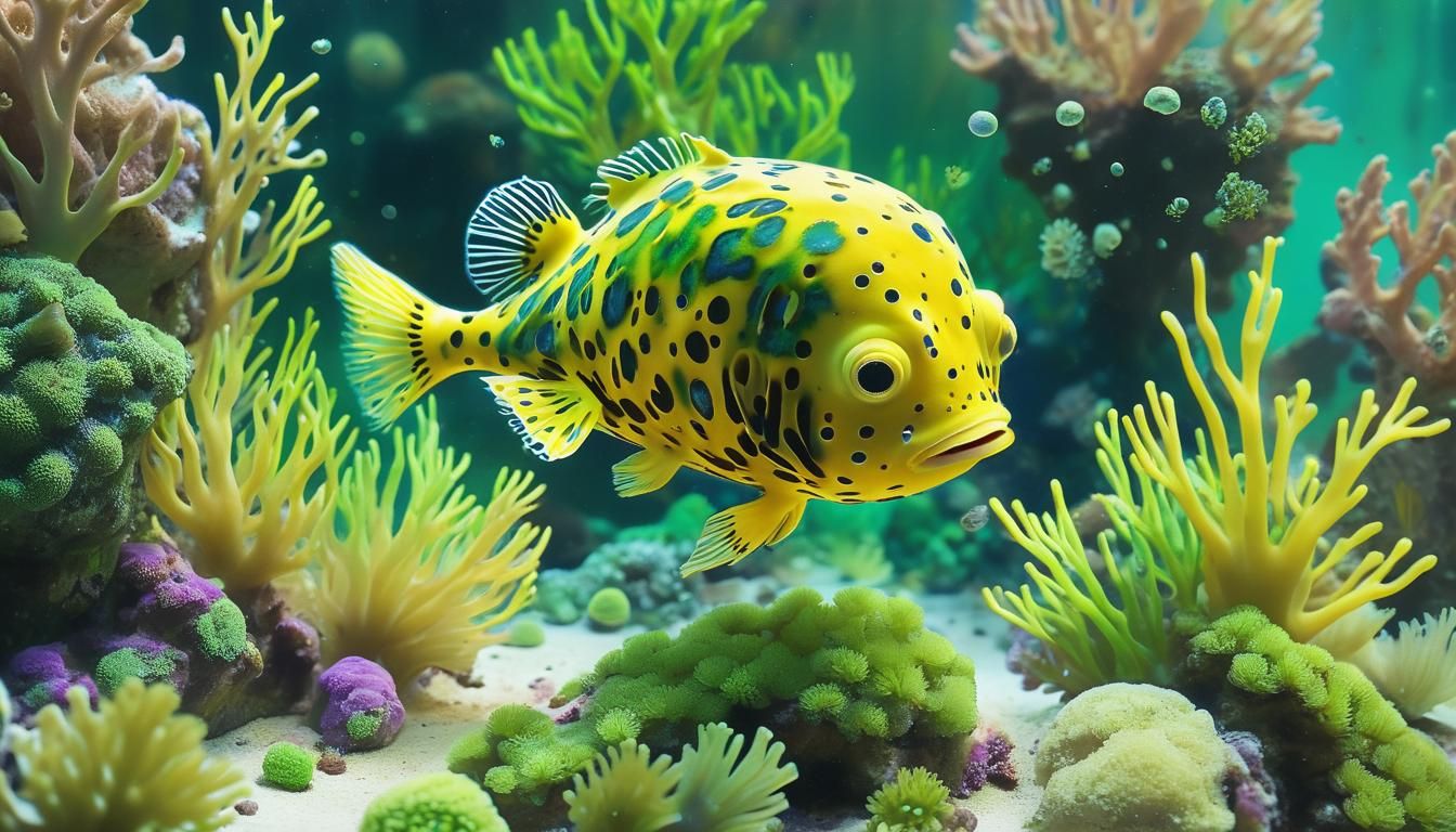 Whimsical Solarpunk Aquarium Scene