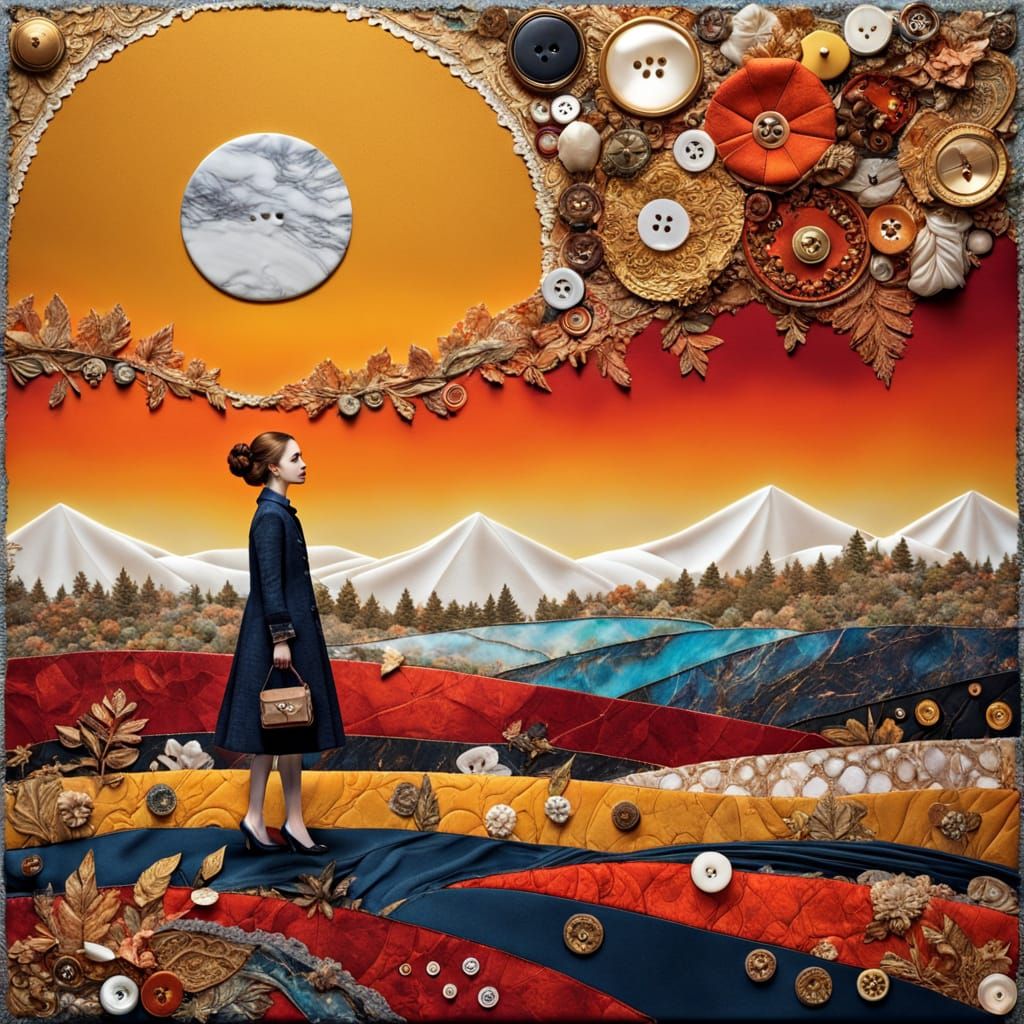 Detailed Mixed Media Collage of Textures and Materials