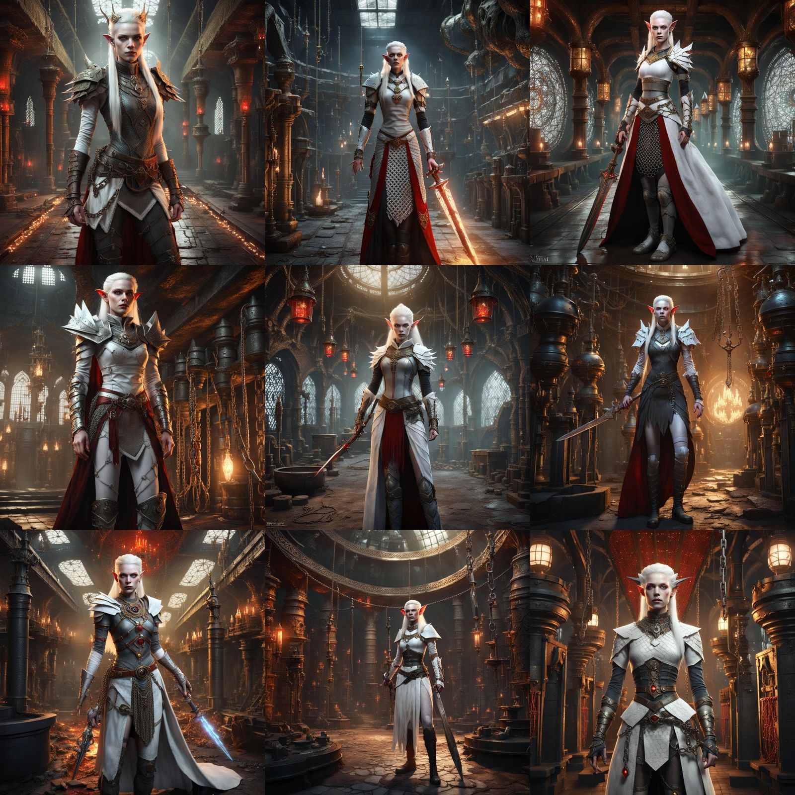 Albino Elf Queen in Steampunk Laboratory