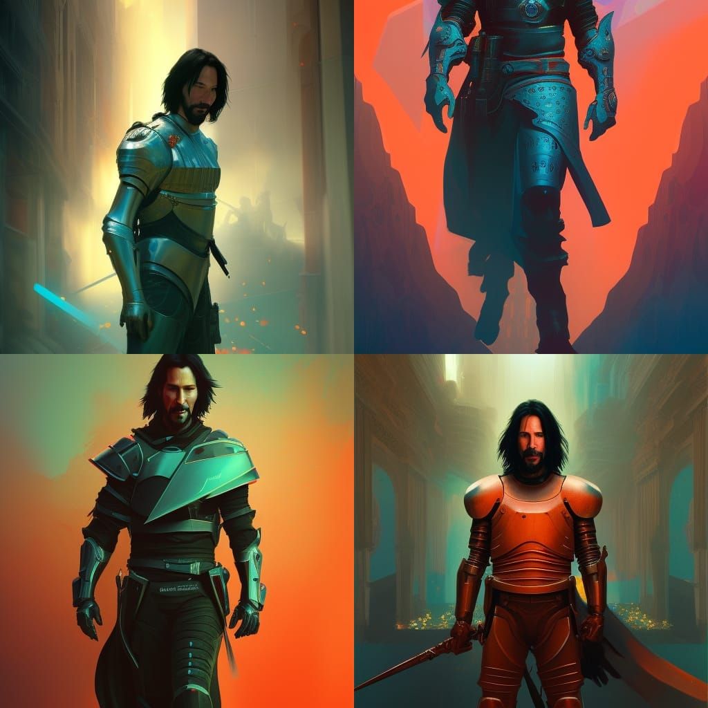 Keanu Reeves as a Knight, Hyperdetailed Concept Art
