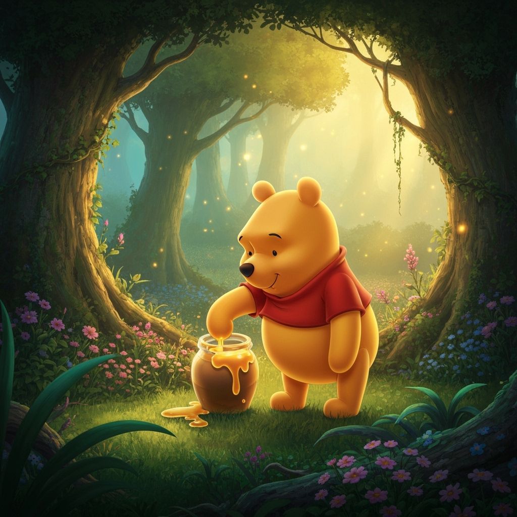 Winnie the Pooh in Enchanted Forest Painting
