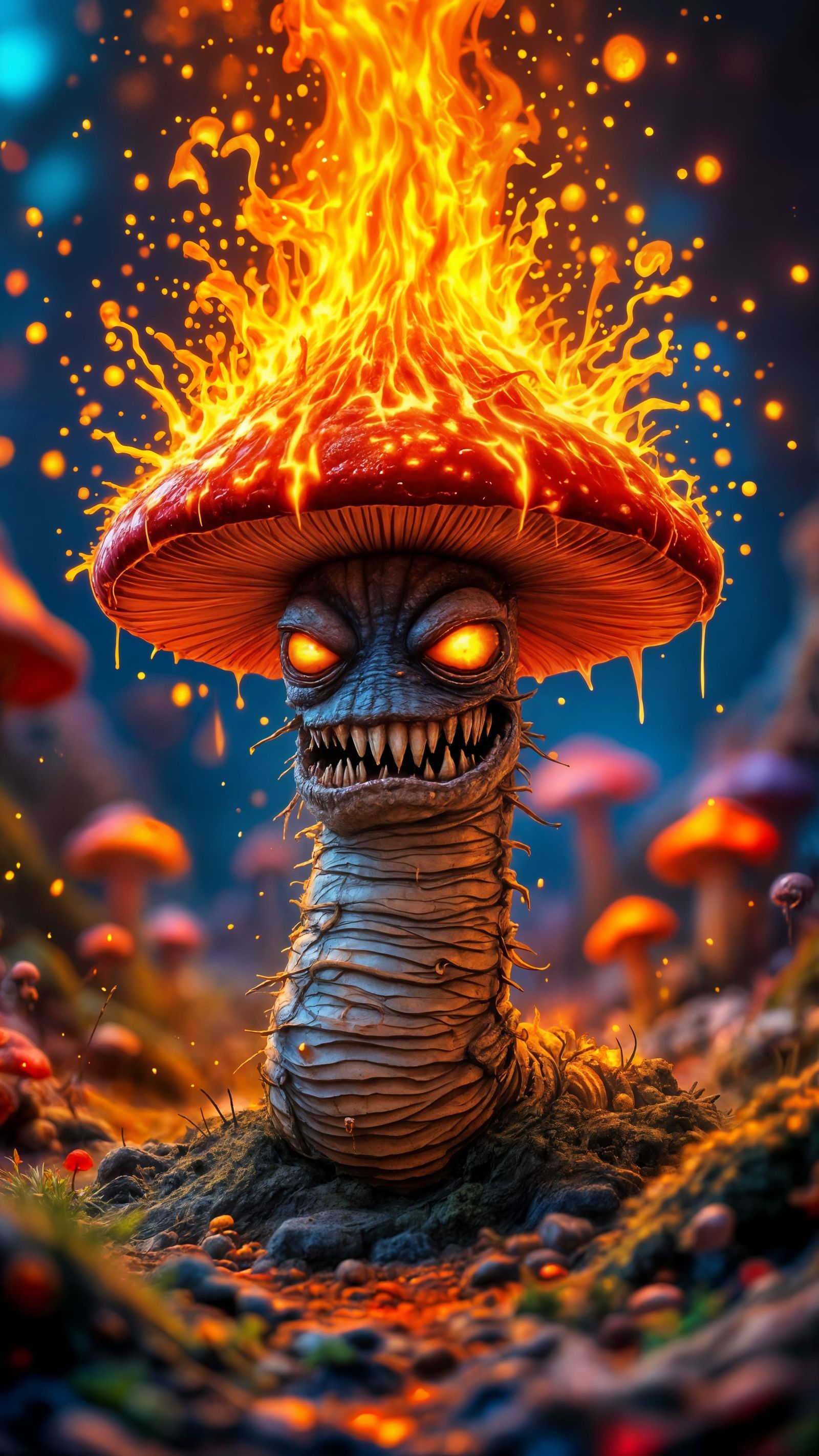 Glowing Psychedelic Fungus Erupts in Neon Volcanic Party