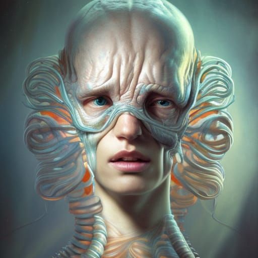Alien Portrait with Neurological Tendrils