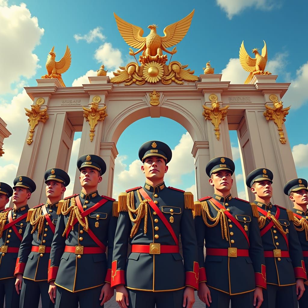 Victory Day: Russian Soldiers in Ornate Ceremony