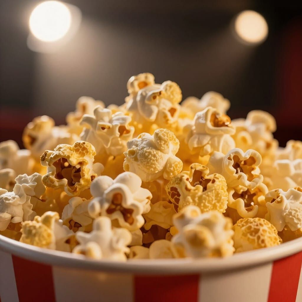 Hyperrealistic Popcorn Bucket in Cinematic Light