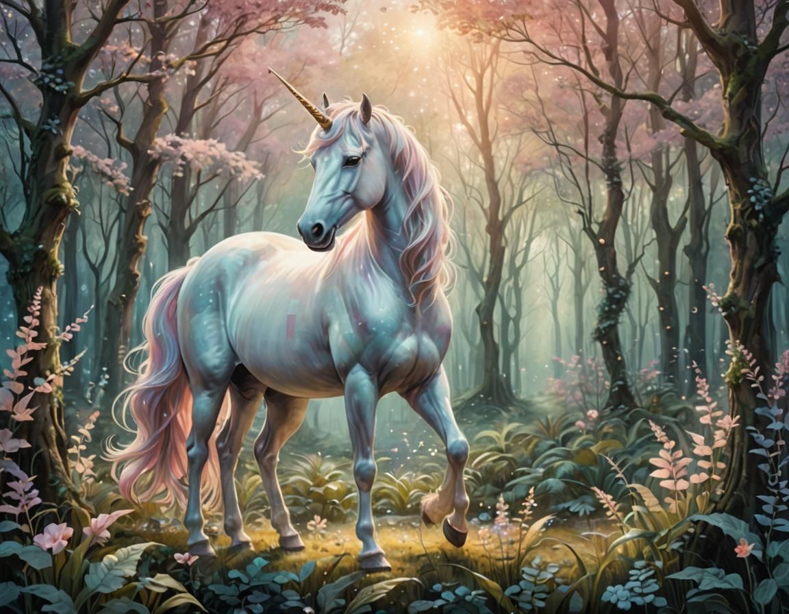 Mystical Unicorn in Enchanted Forest