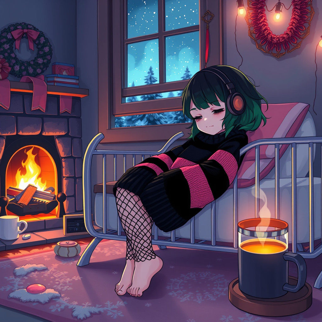 Emo Girl Sleeps Peacefully: Anime, Fantasy Concept Art