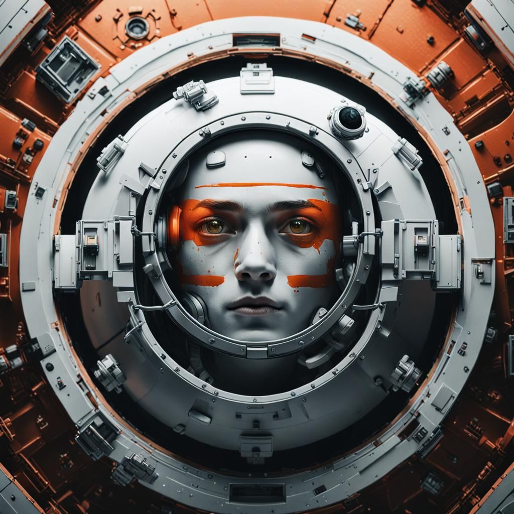 Space Airlock Portrait in Anime Style