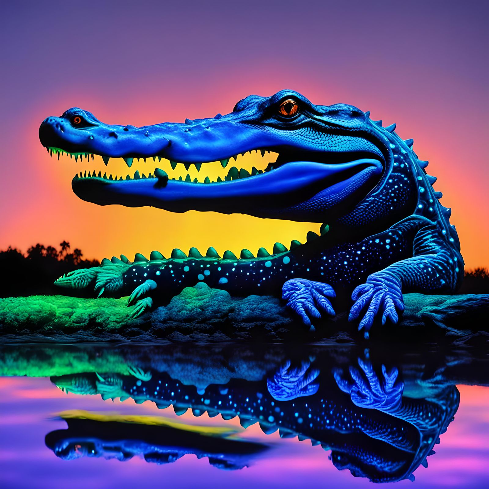 Florida alligator at sunset
