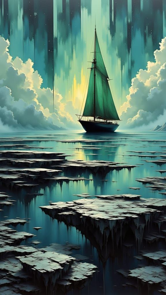 Isolated Figure Amidst Stark Abstract Background