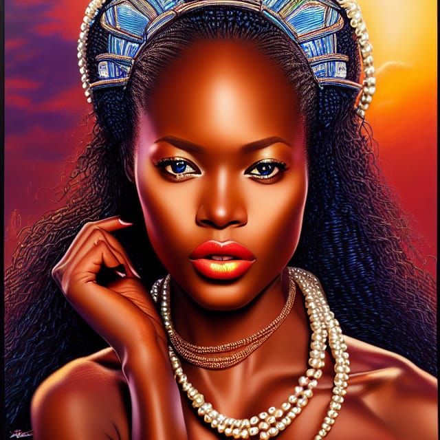 Sensual Ghanaian Woman: Ethereal Fantasy Portrait