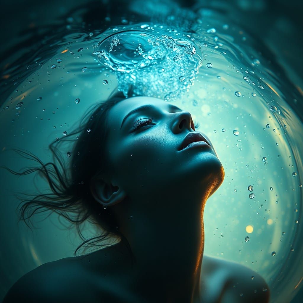 Dreamer in Glass Chamber Underwater