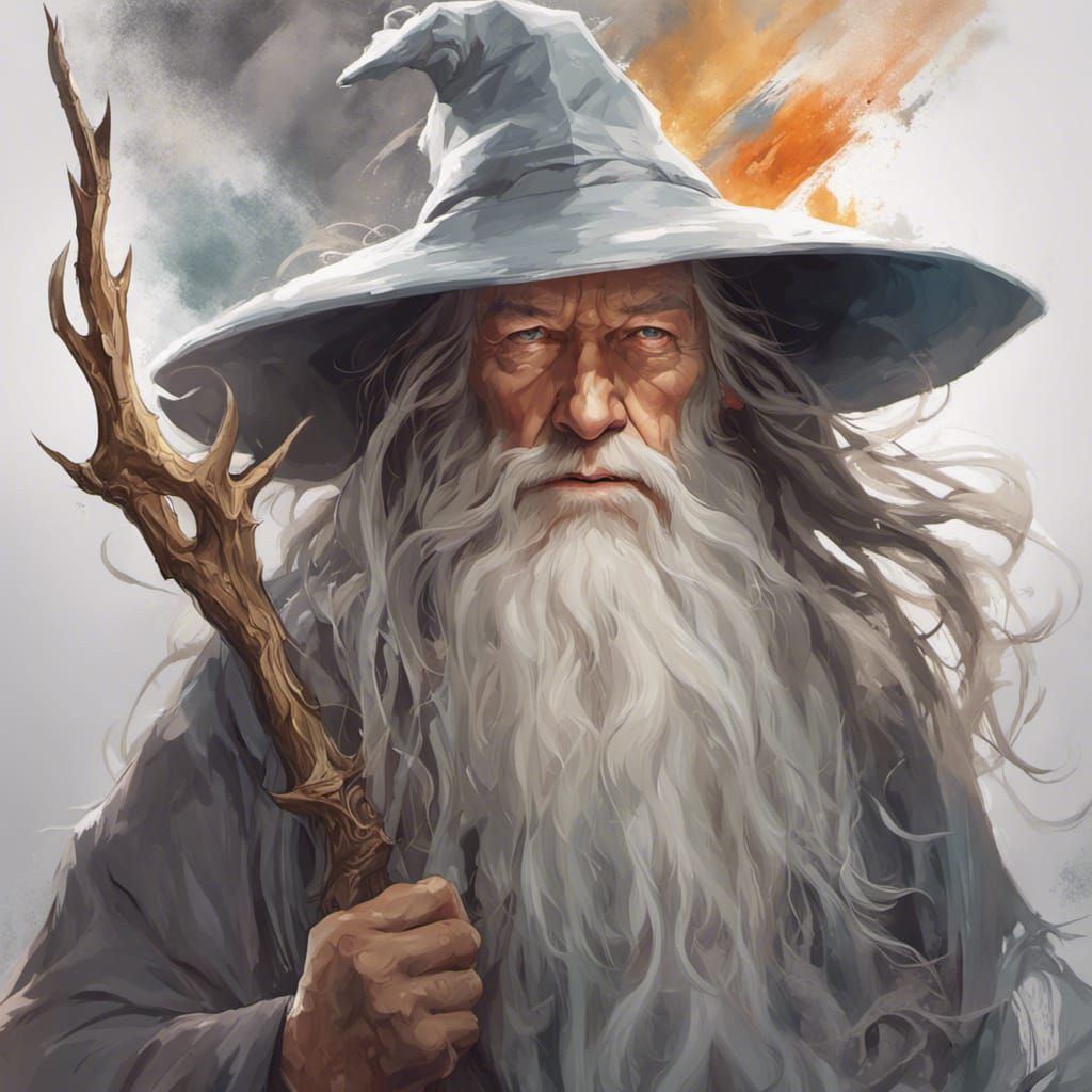 Gandalf Portrait in Hyperdetailed Digital Art Style