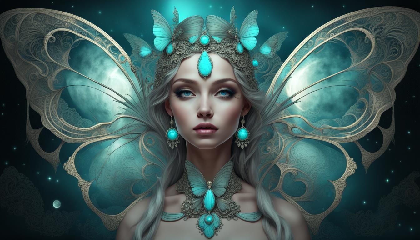 Butterfly-Winged Angel Princess in Digital Art Style