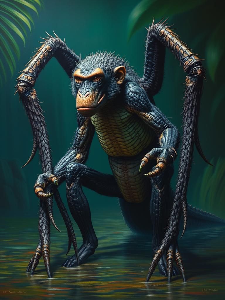 spider monkey and saltwater crocodile hybrid