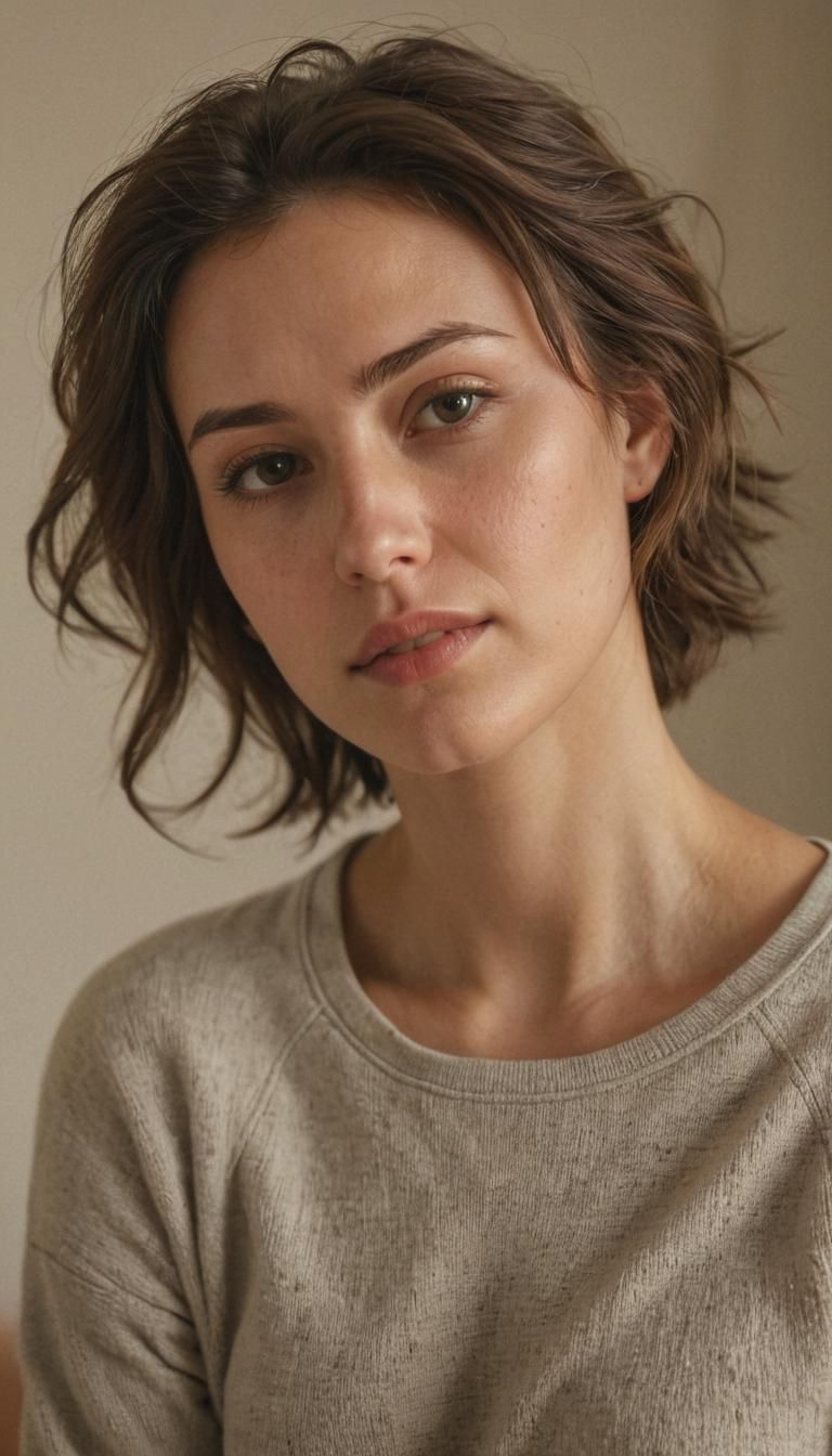 Warm Realism Portrait of Woman in Soft Lighting