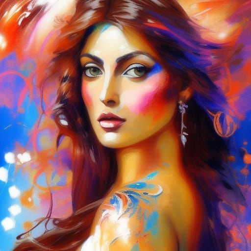 Greek Goddess Portrait in Nouveau Style