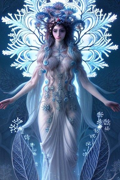 Ice Queen Goddess with Fractal Crown