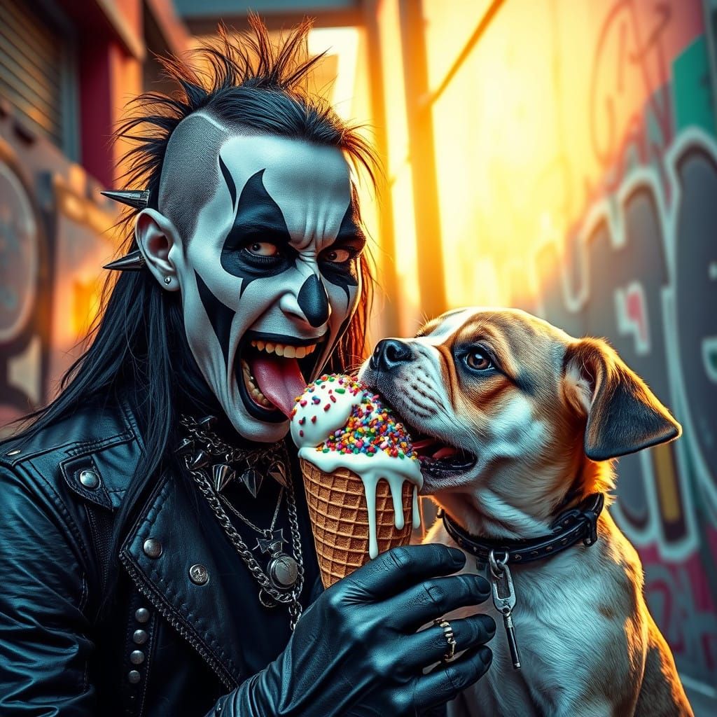 Metal Musician Surprised by Puppy's Ice Cream Licking