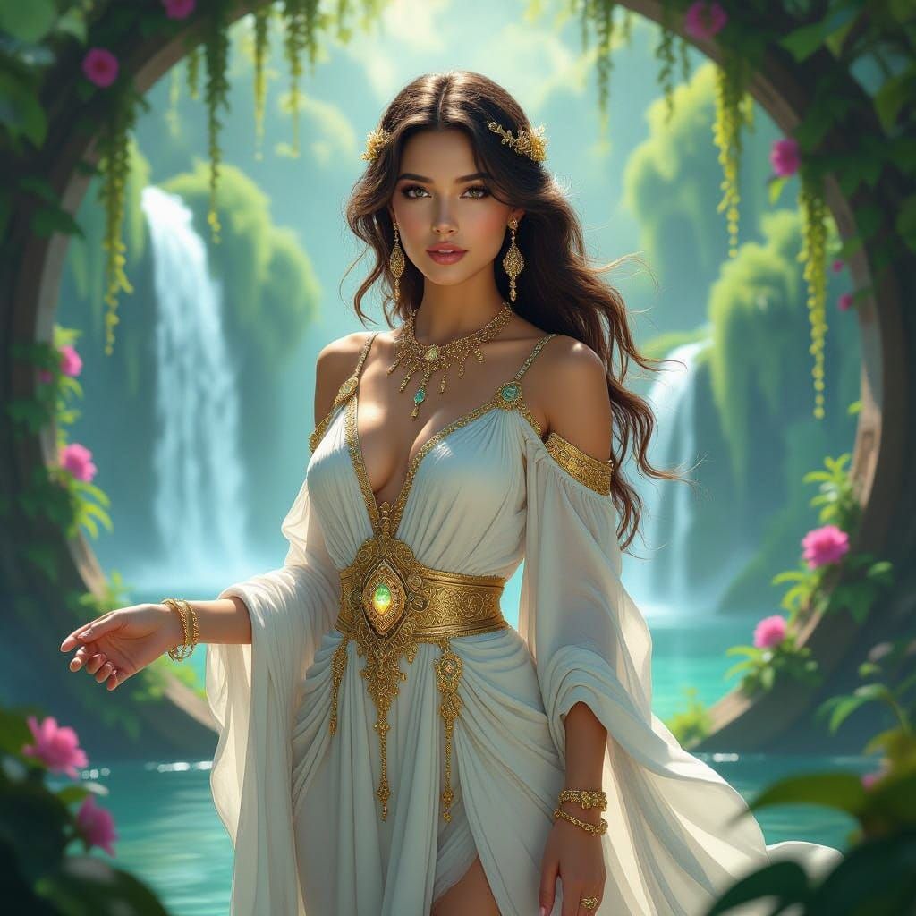 Ethereal Goddess in Art Nouveau Style