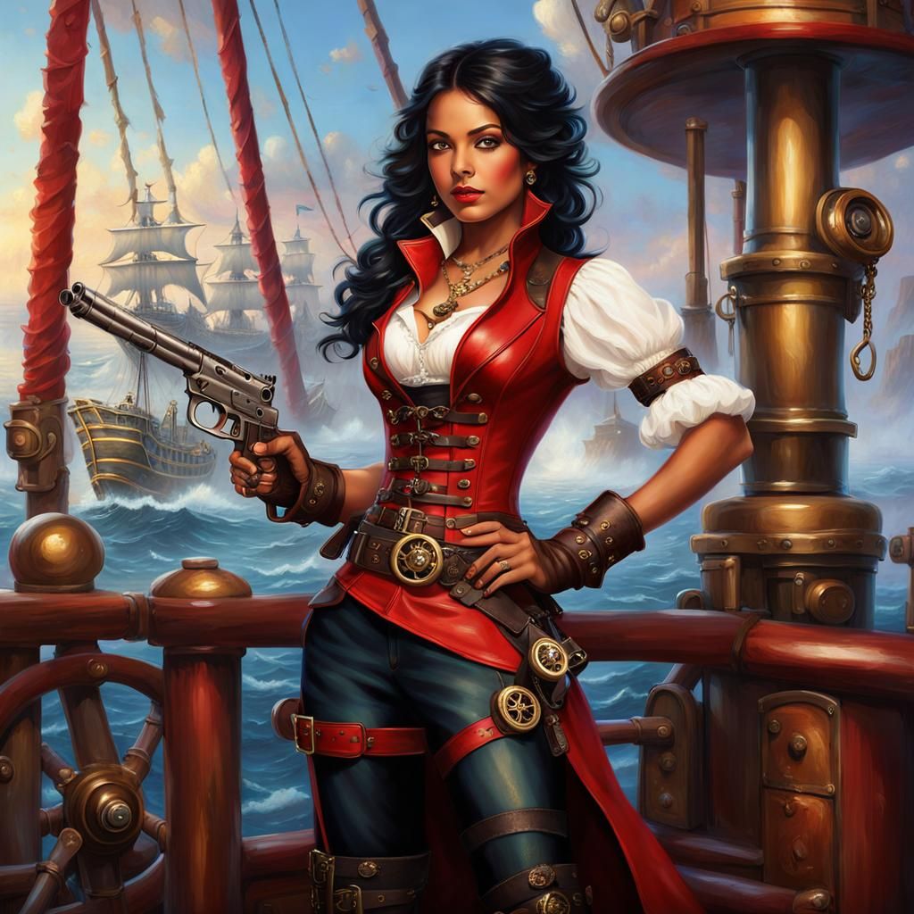 Steampunk Pirate Engineer on Deck